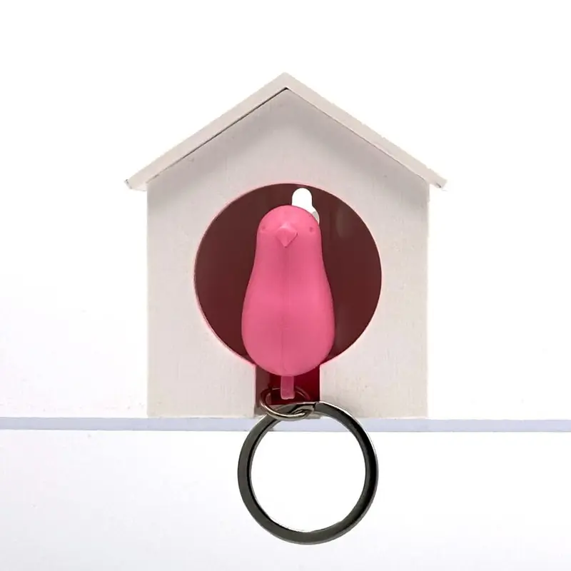 Sparrow Keyring White - Pink