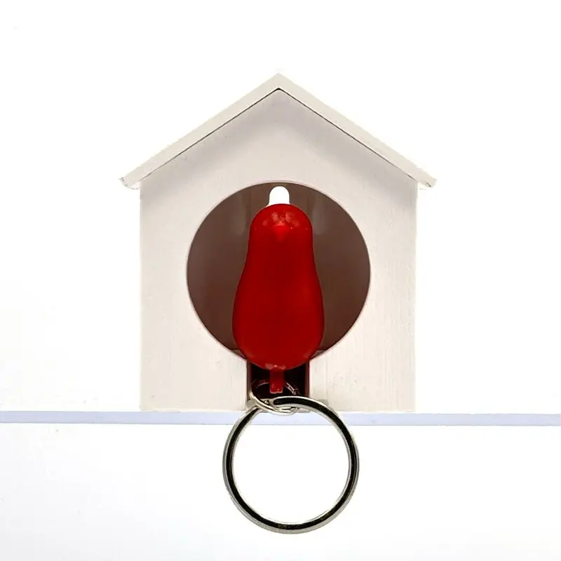 Sparrow Keyring White - Red