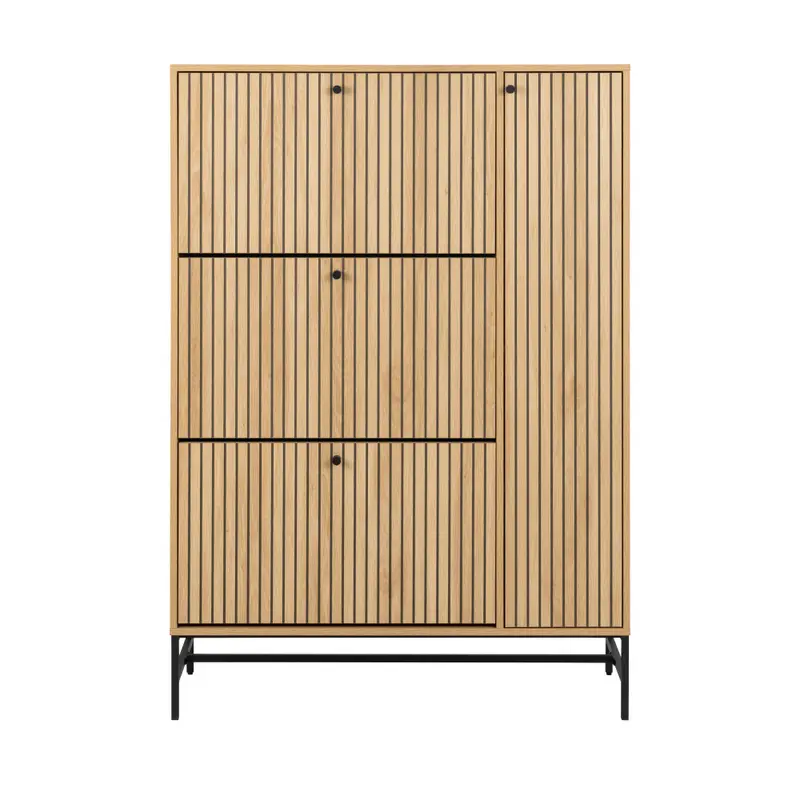Storo - Mueble para zapatos de 4 puertas en madera y metal L98,7 cm