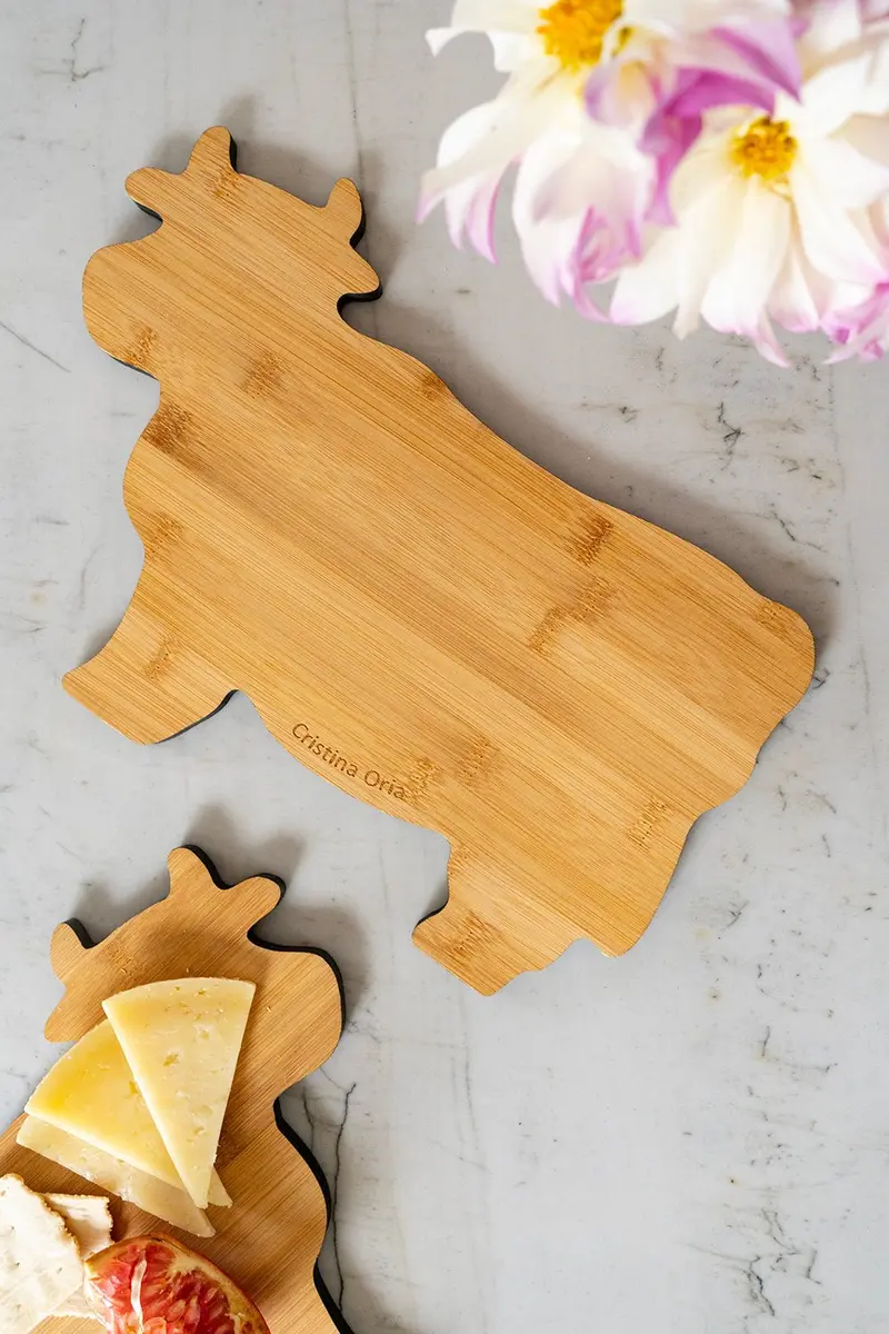 Tabla Co Con Diseño De Vaca De Madera De Bambú