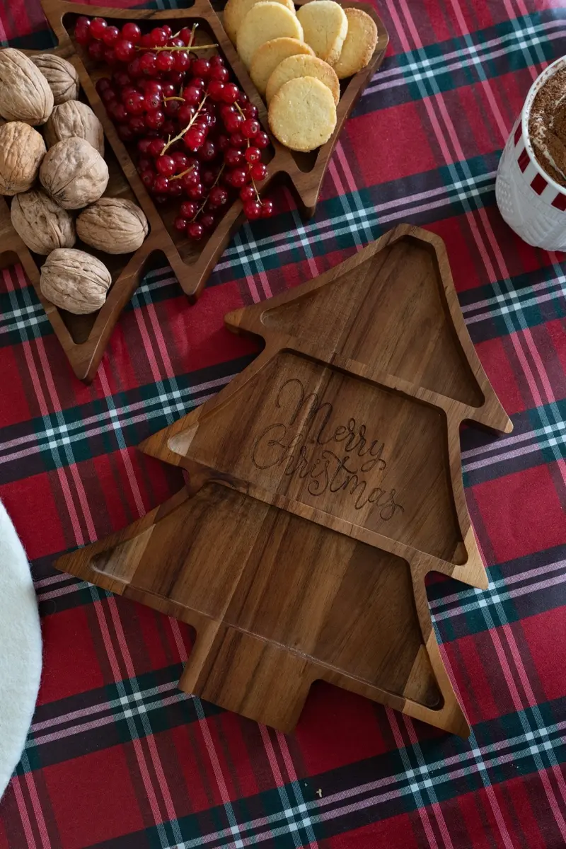 Tabla De Madera Con Diseño De Árbol "Merry Christmas"