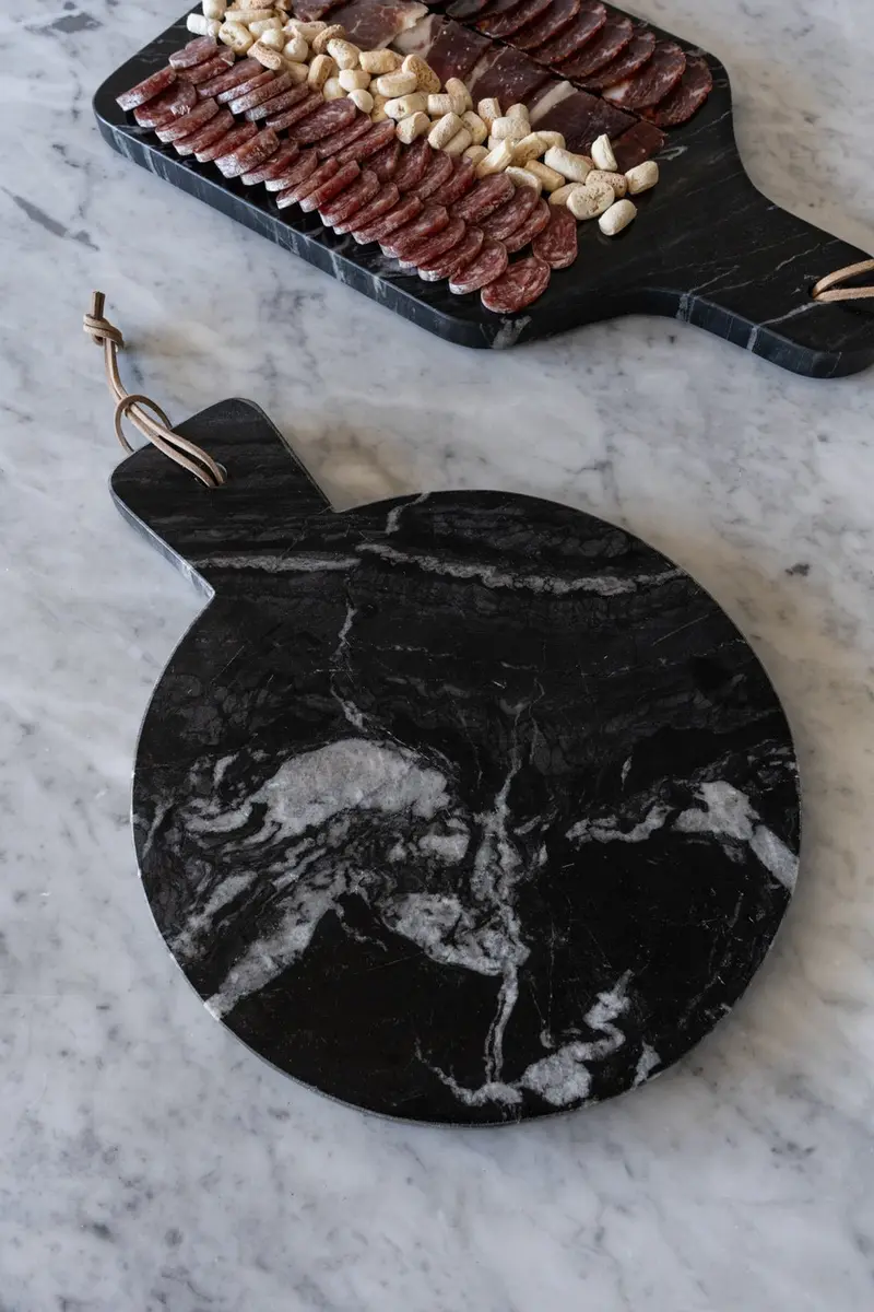 Tabla Redonda De Mármol Negra