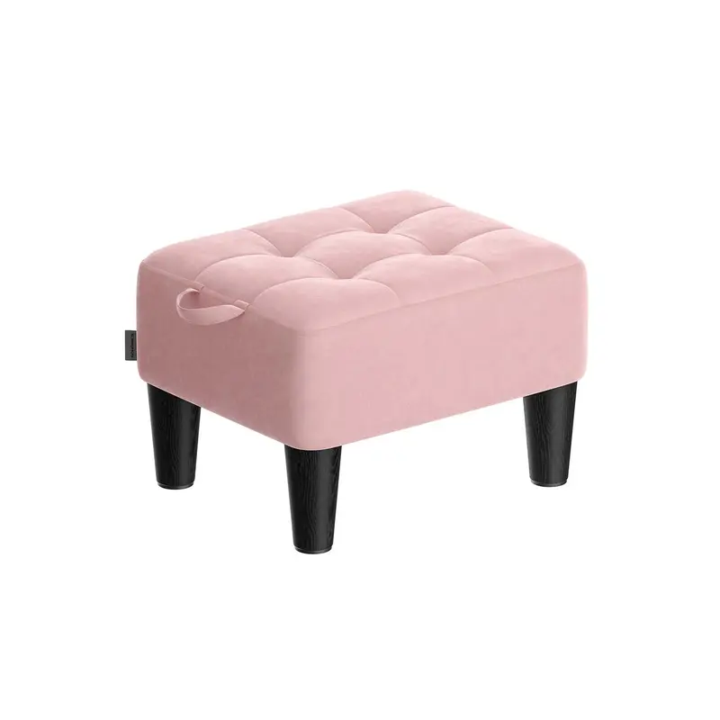 Taburete acolchado de terciopelo o lino para salón y dormitorio