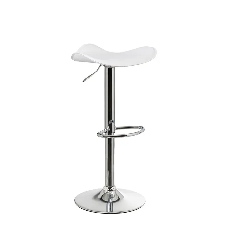 Taburete alto de cocina regulable en altura blanco redondo sin respaldo