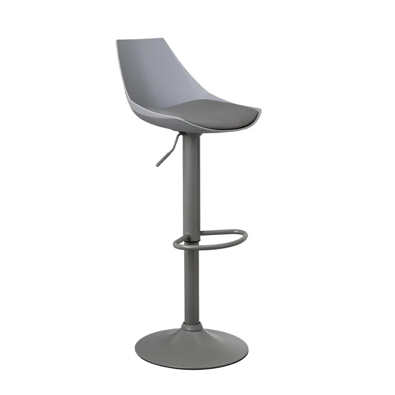 Taburete alto de cocina regulable en altura gris con respaldo alto