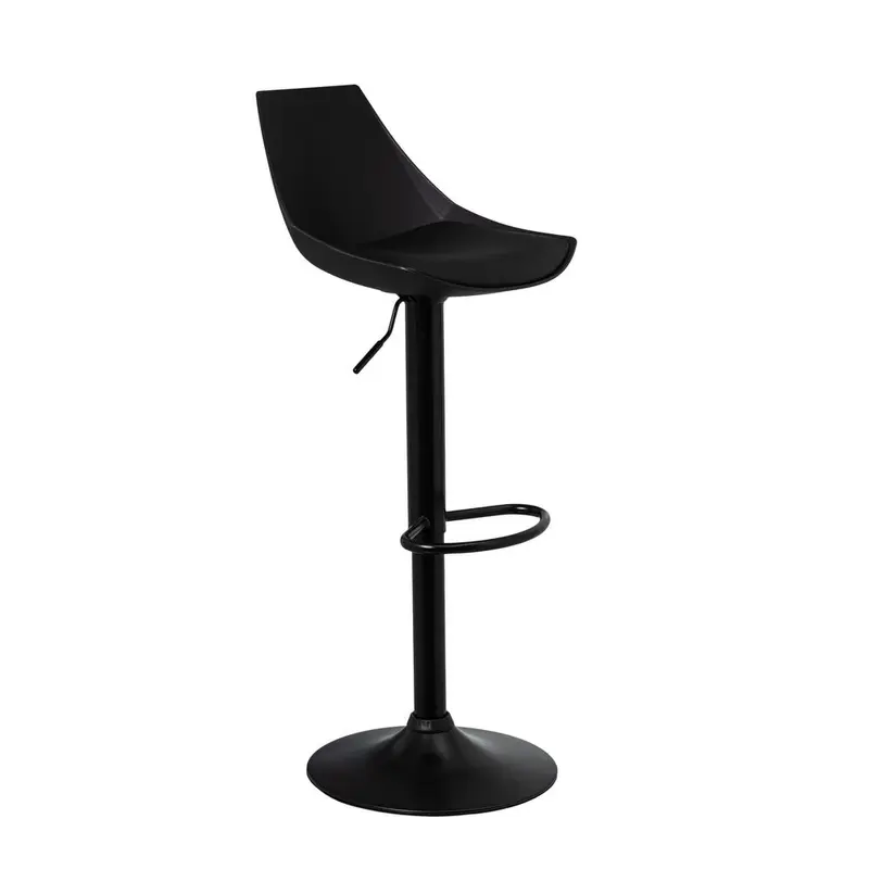 Taburete alto de cocina regulable en altura negro con respaldo alto