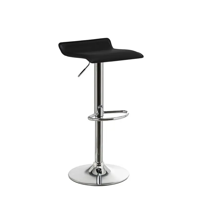 Taburete alto de cocina regulable en altura negro cuadrado sin respaldo