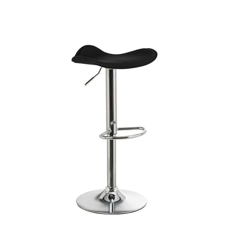 Taburete alto de cocina regulable en altura negro redondo sin respaldo