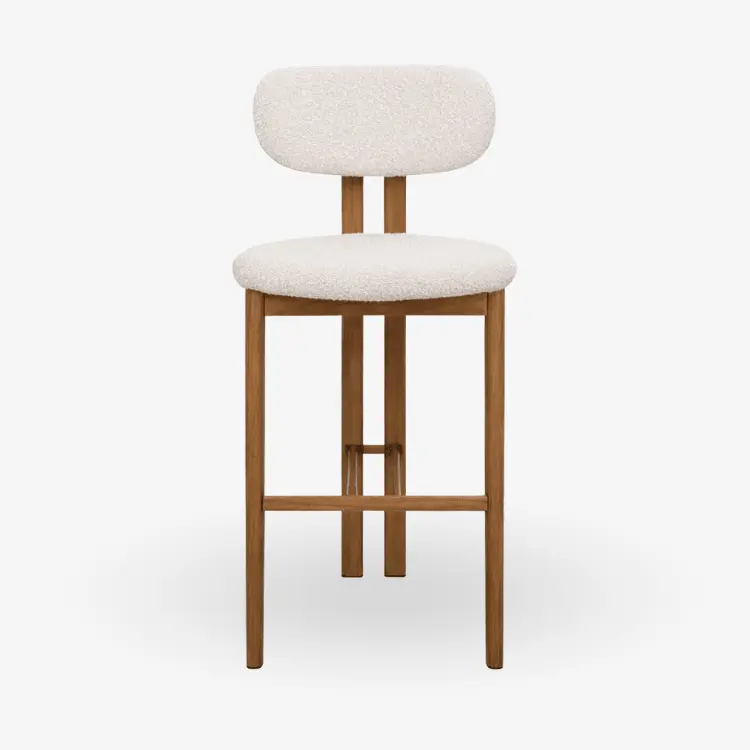 Taburete de cocina acero rosewood tapizado bouclé H65 Liberty
