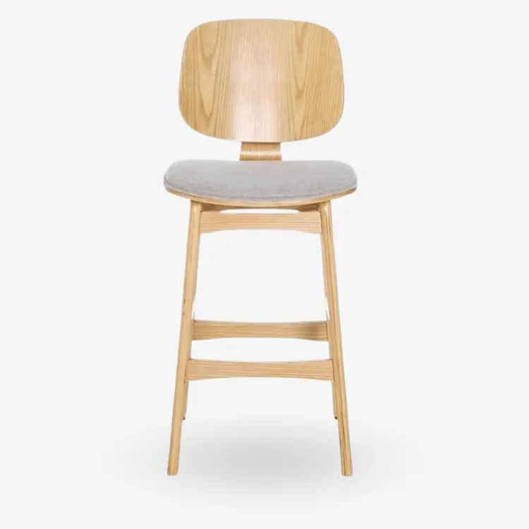 Taburete madera natural y tapizado H65 Everly