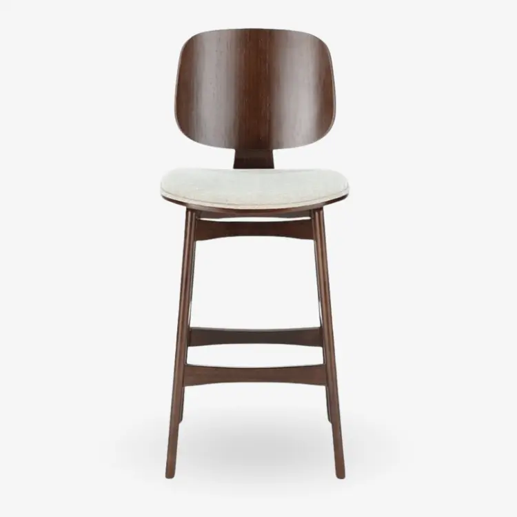 Taburete  madera nogal y tapizado H65 Everly