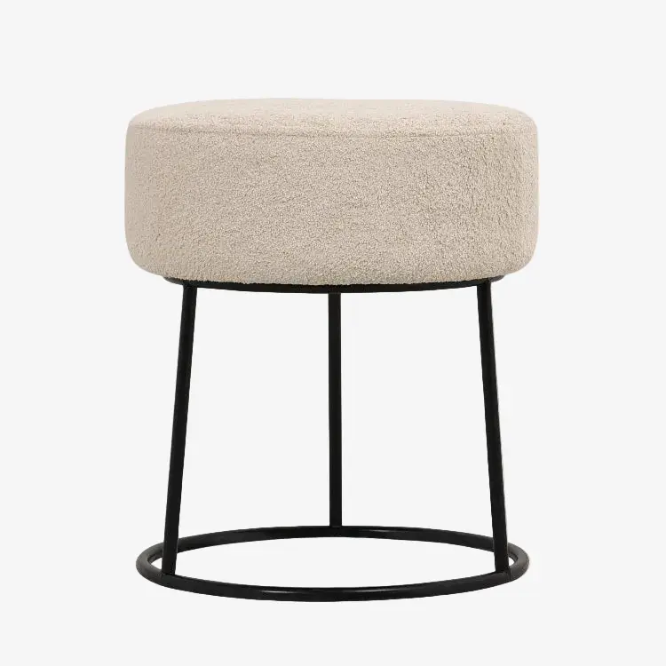 Taburete puff redondo bajo Amos bouclé Coral