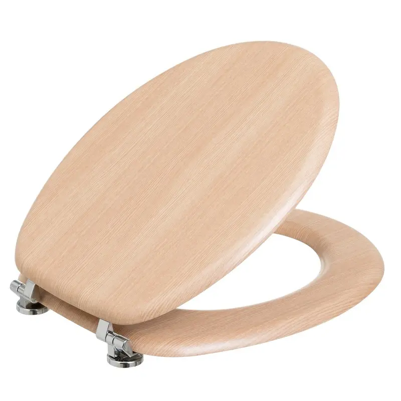 Tapa de WC resistente con acabado de PVC y madera de bambú de 42x34 cm.