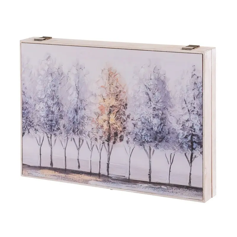 Tapa para contador de luz de madera con diseño árboles, exterior 46x31x6c