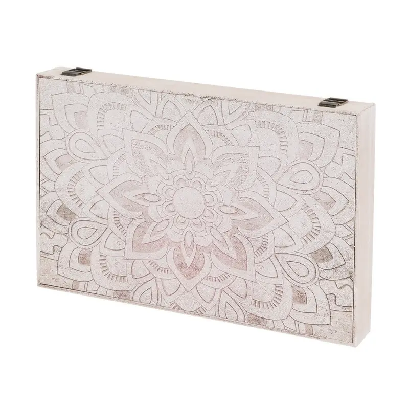 Tapa para contador de luz en madera con bonito mandala beige de 46x31x6cm