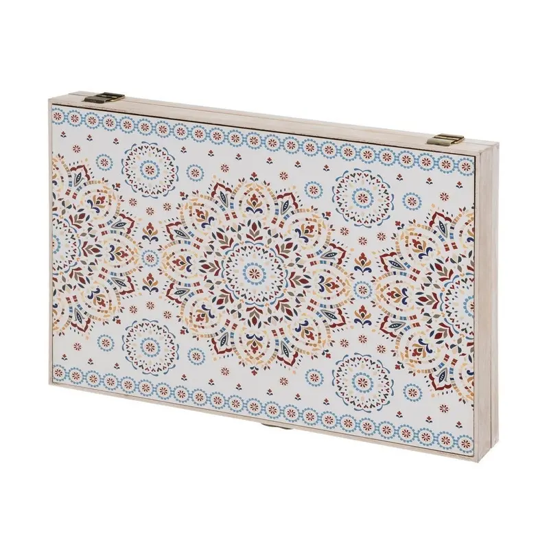 Tapa para contador de luz en madera MDF color blanco Mandala de 46x33 cm