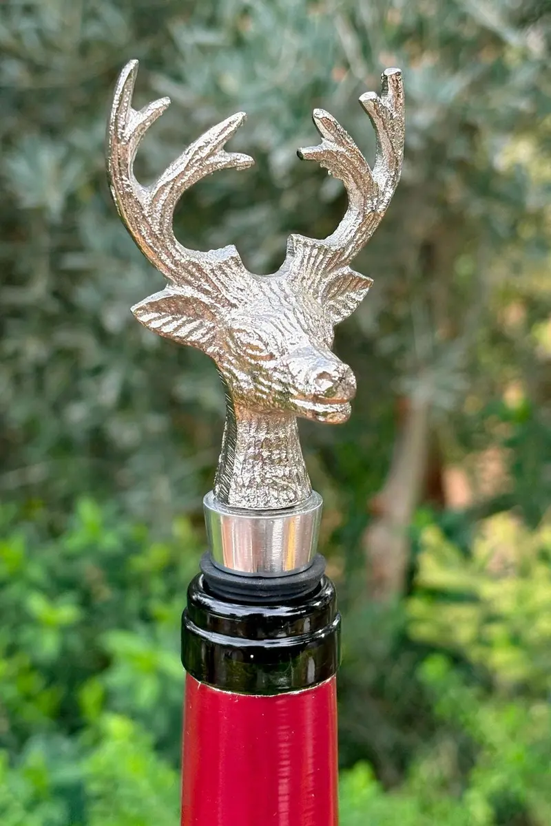 Tapón De Botellas Plateado Diseño Ciervo