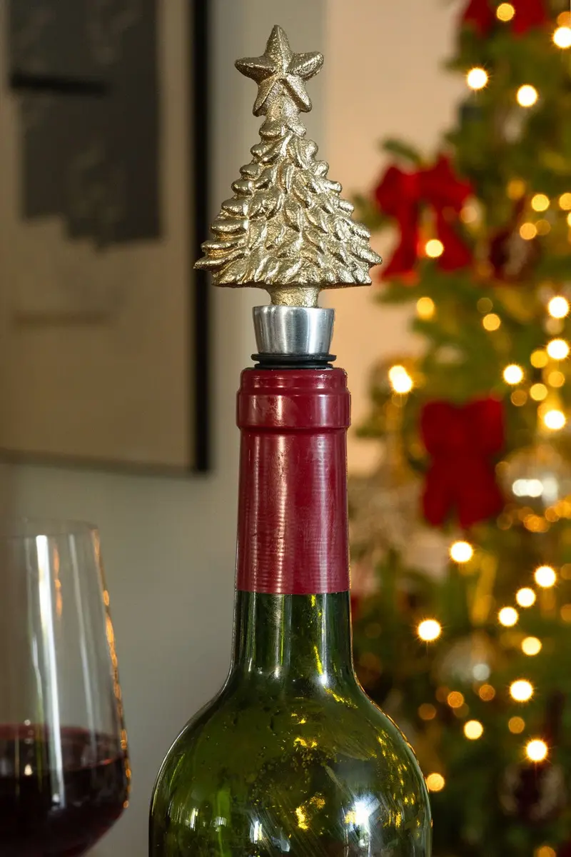 Tapón De Bronce Con Diseño De Árbol Navidad