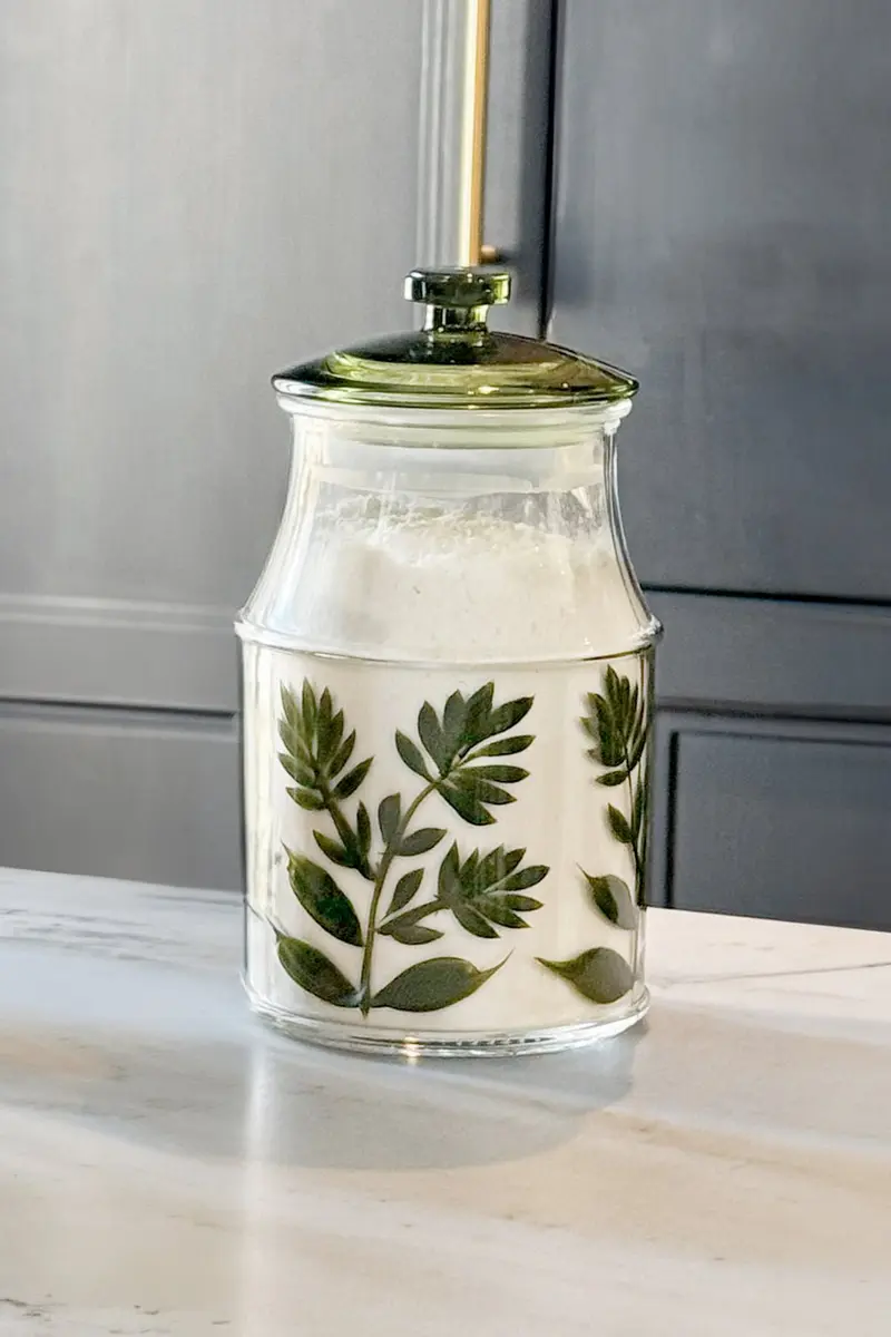 Tarro De Cristal Con Tapa Diseño Flores Verdes