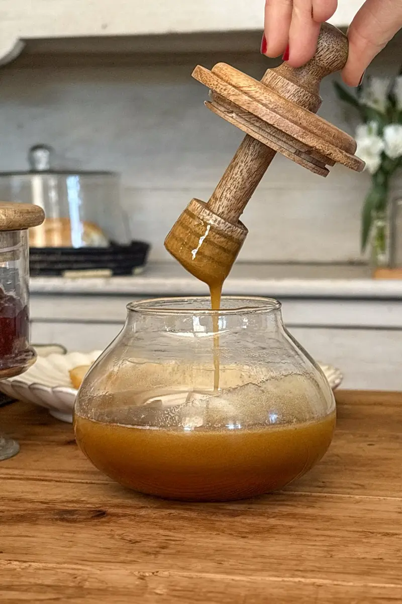 Tarro De Cristal Para Miel Con Tapa Y Cuchara De Madera