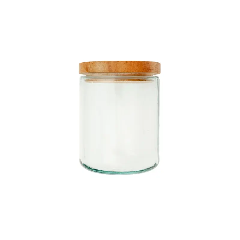 TARRO DE VIDRIO CON TAPA DE MADERA None