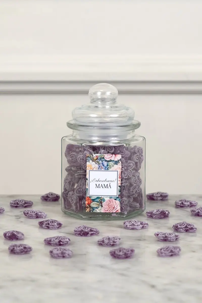 Tarro De Violetas Hexagonal Recién Mamá