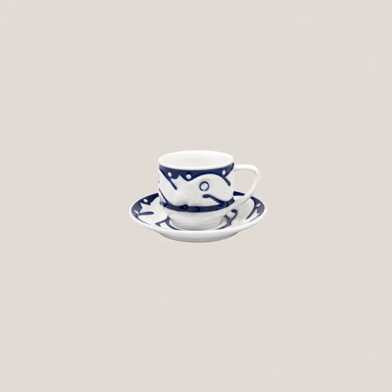Taza Café con plato Peixes Azul