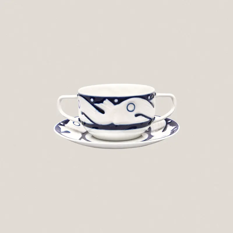 Taza Consomé con plato Peixes Azul