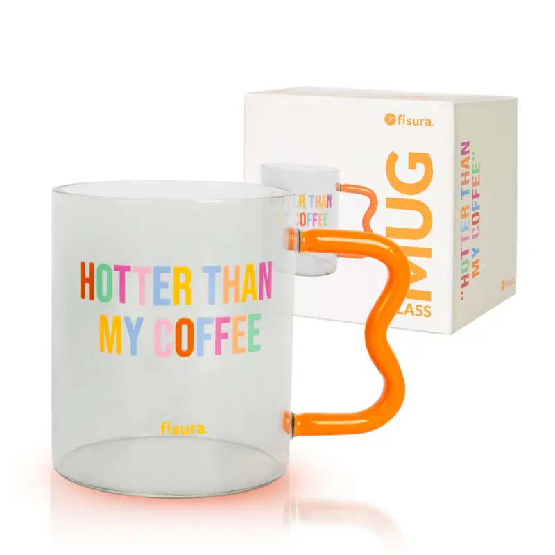 Taza cristal "hotter than my coffee" multicolor