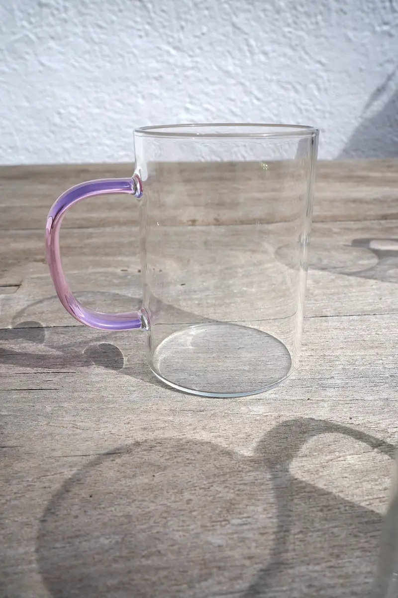 Taza De Cristal Con Asa De Colores