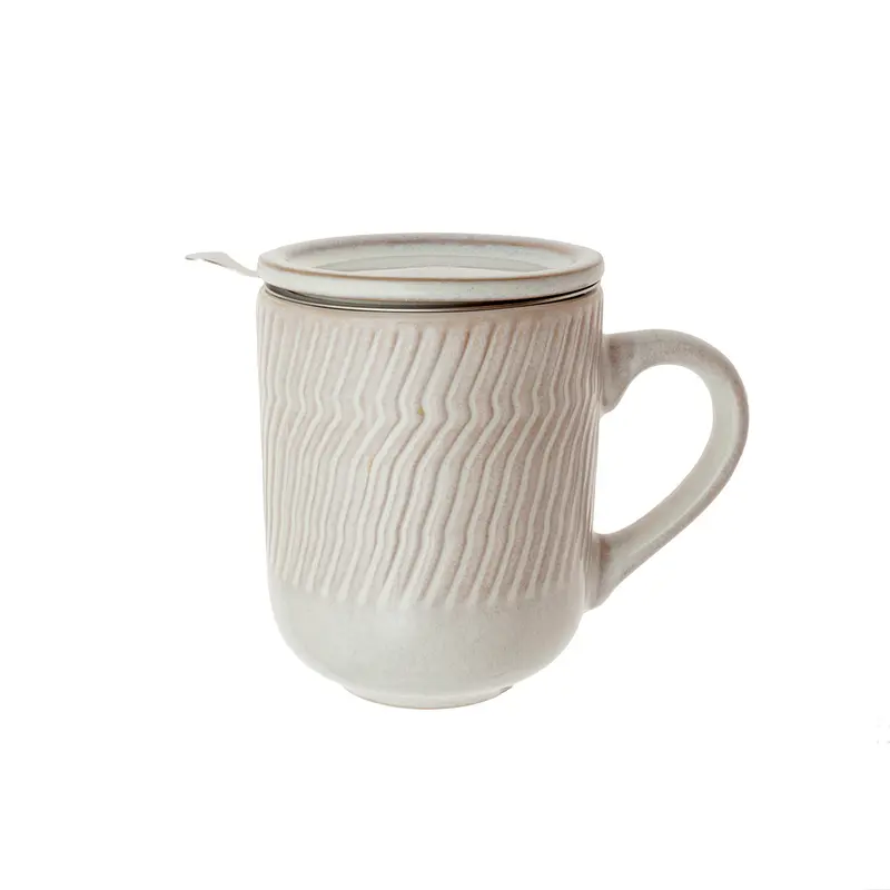 Taza de Gres para Infusiones Blanca