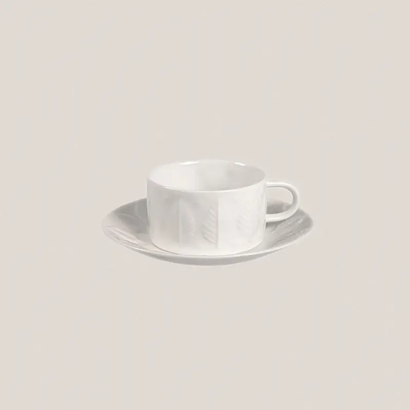 Taza desayuno con plato F73 Blanco
