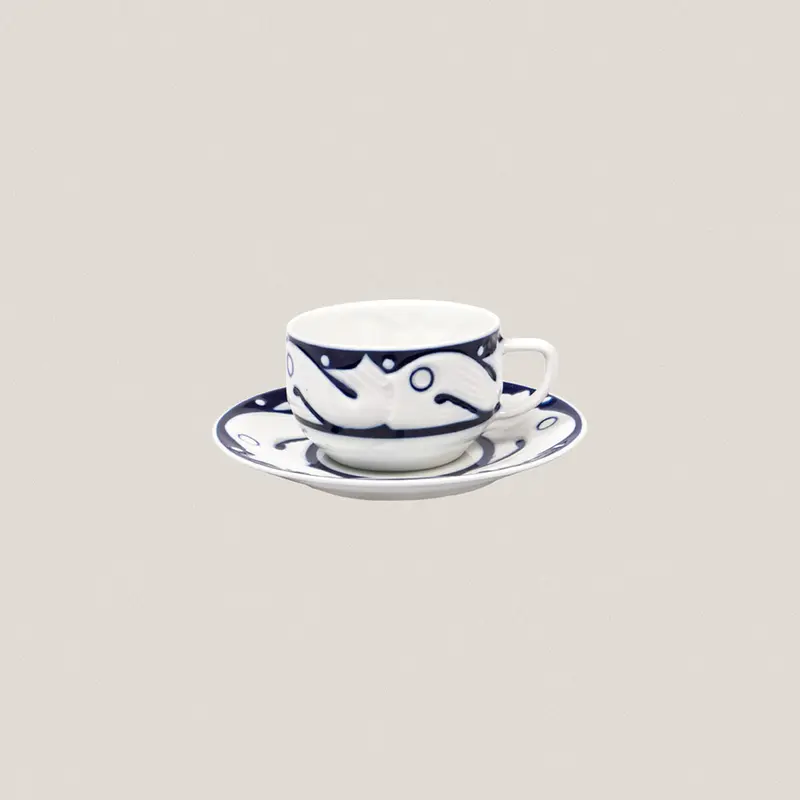 Taza Té con plato Peixes Azul