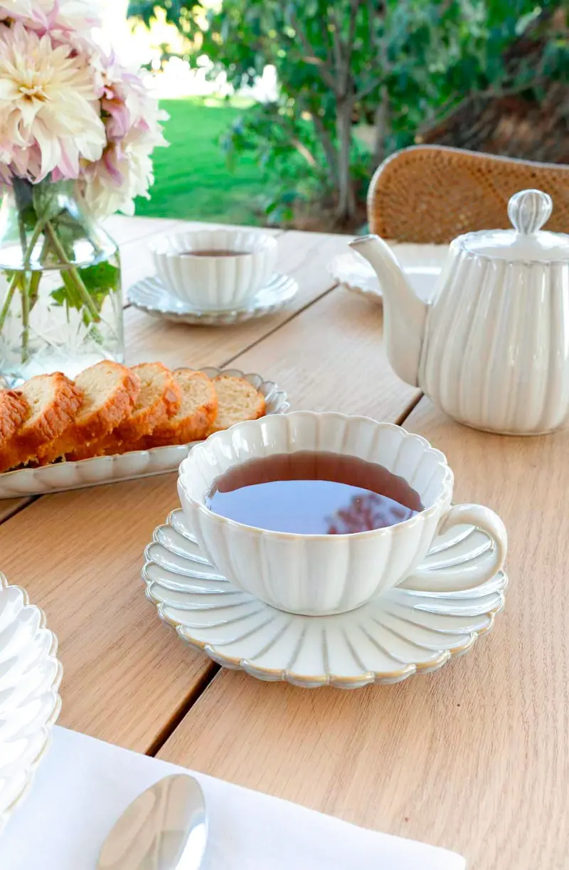 Taza Y Plato Blanca Flor Co