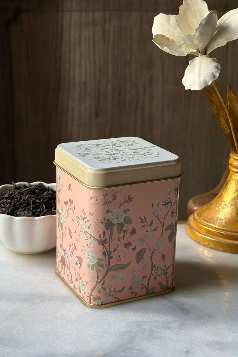 Té Negro Ceylán En Bote Metálico Diseño Flores Rosa Día De La Madre