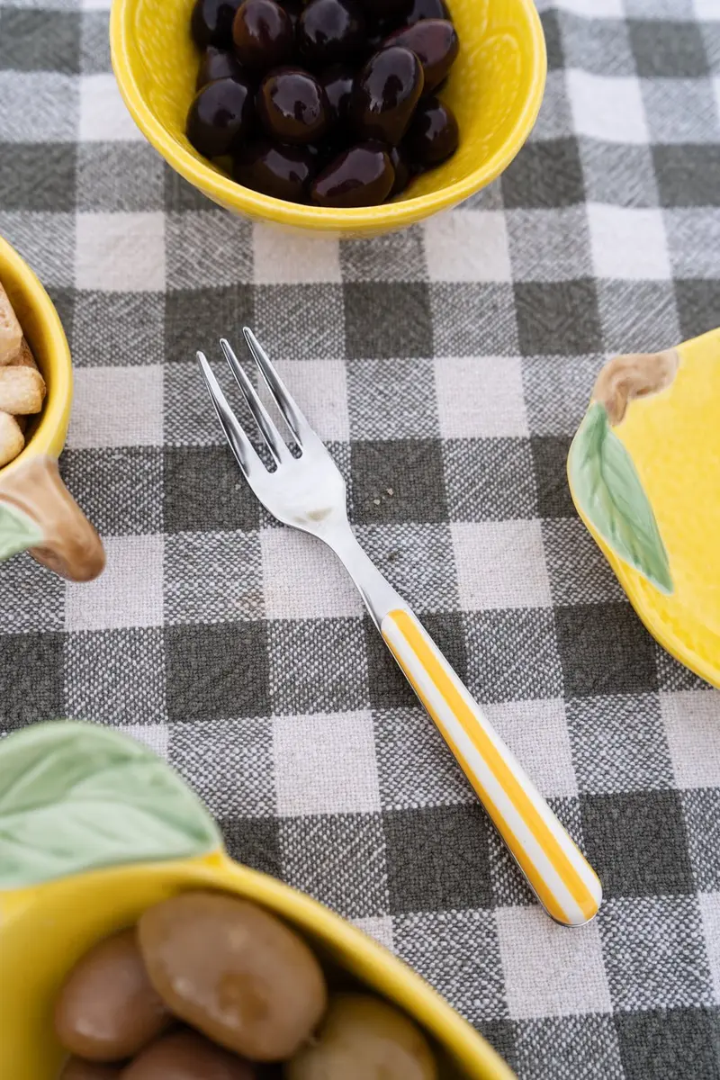 Tenedor Con Diseño De Rayas Amarillas CO