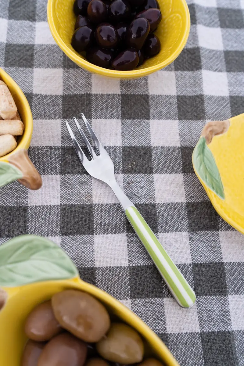 Tenedor Con Diseño De Rayas Verdes CO