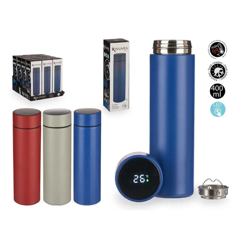 TERMO CON PANTALLA LED COLORES SURTIDOS 400 ML