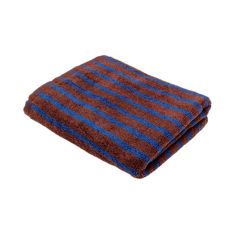 Toalla de Manos a Rayas Chocolate y Azul 50 × 100 cm 100% Algodón