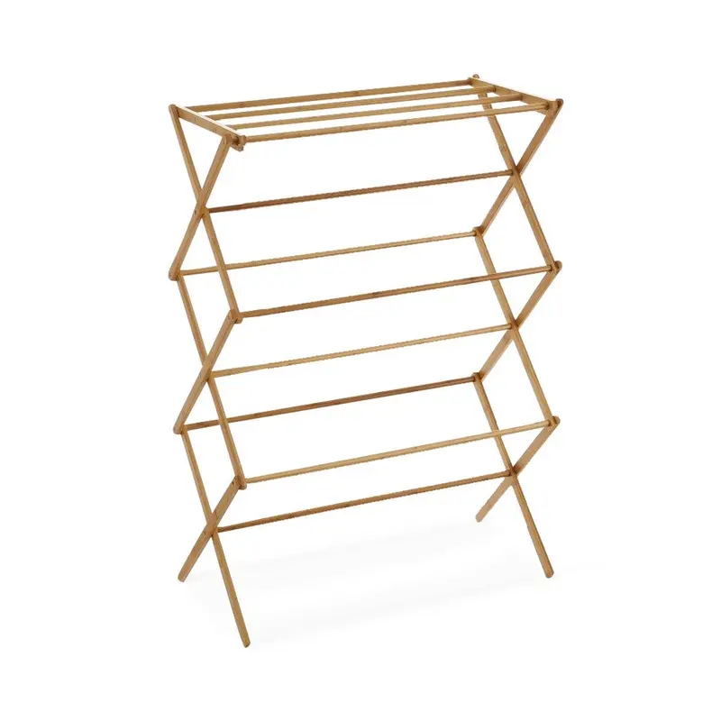 Toallero tendedero plegable de bambú de 74x36x105 cm con 11 barras