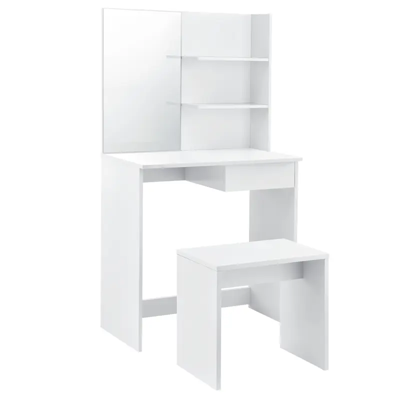Tocador Katrineholm con espejo y taburete Blanco en.casa