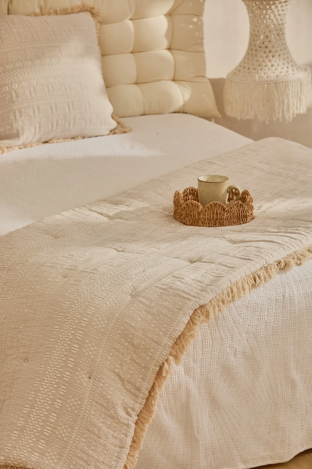 Topper de algodón jacquard beige Dakota