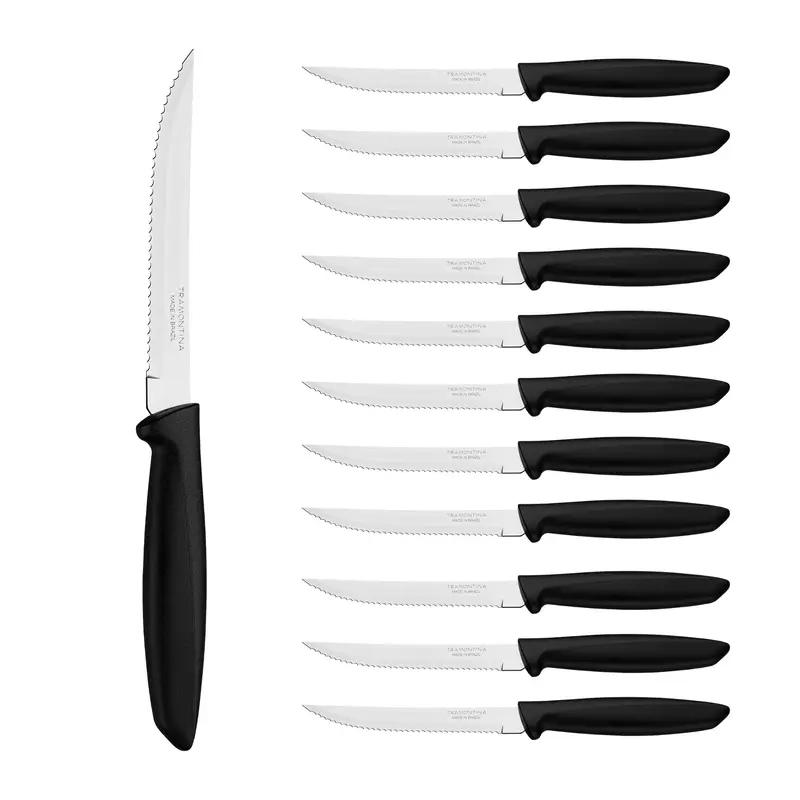 Tramontina Cuchillo Dentado Plenus Negro 12 unidades