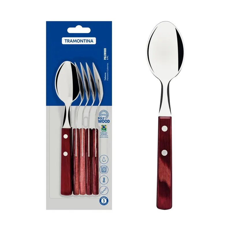 Tramontina Juego de Cucharas de Mesa Polywood Rojo 6 piezas