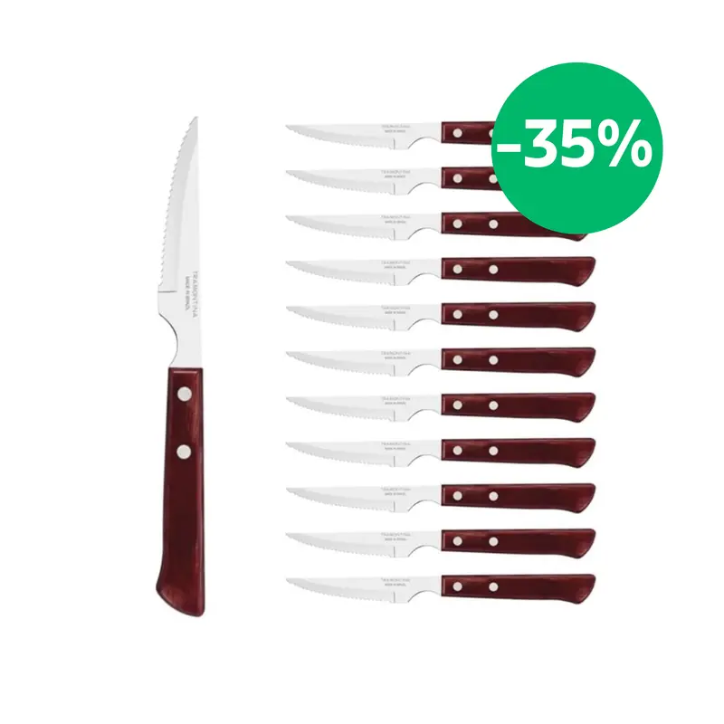 Tramontina Juego de Cuchillos para Carne/Pizza Polywood Rojo 12 un