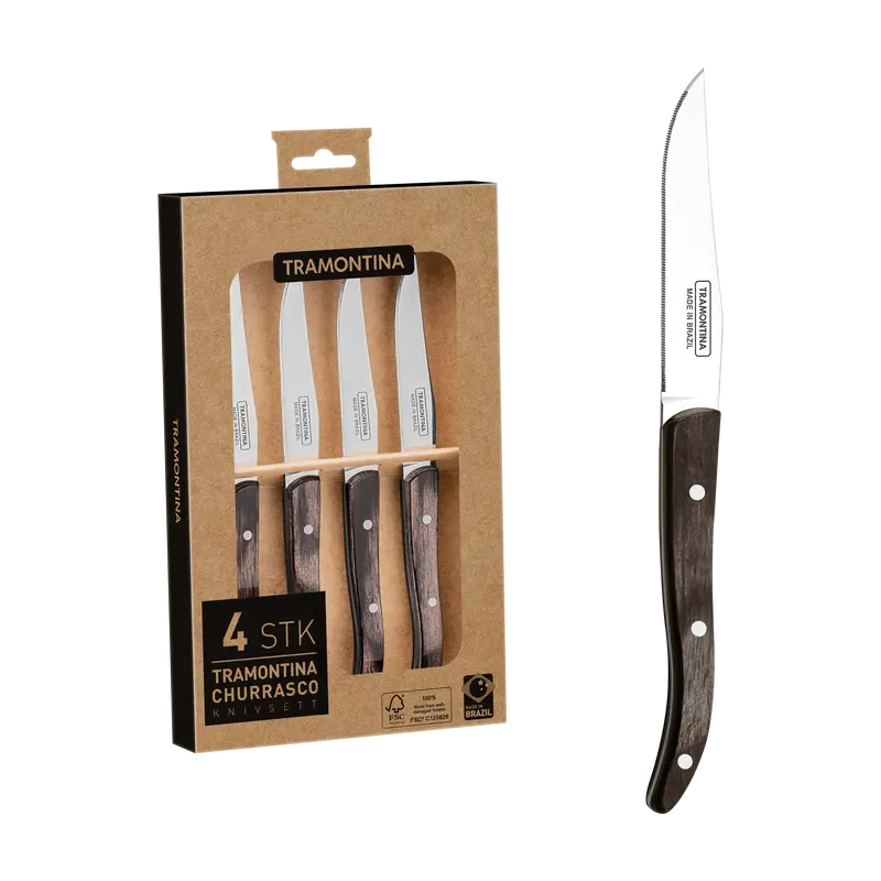 Tramontina Juego de Cuchillos para Carne Polywood Castaño Microdentado 4 Piezas