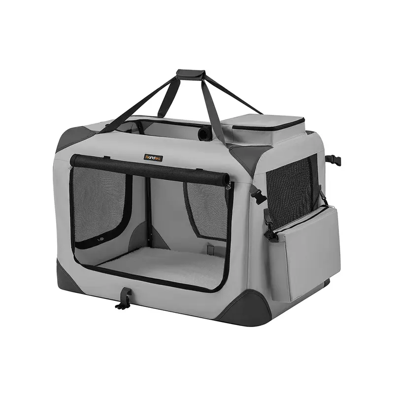 Transportín para Gatos y Perros Plegable Gris Ahumado