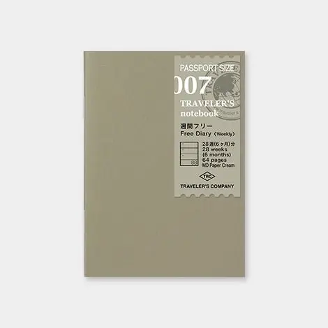 TRAVELER'S notebook Recambio 007 Diario Libre por Semanas - Tamaño Pasaporte