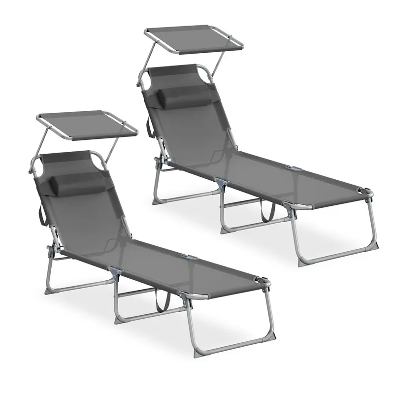 Tumbonas Plegables con Cojines y Respaldo Ajustable