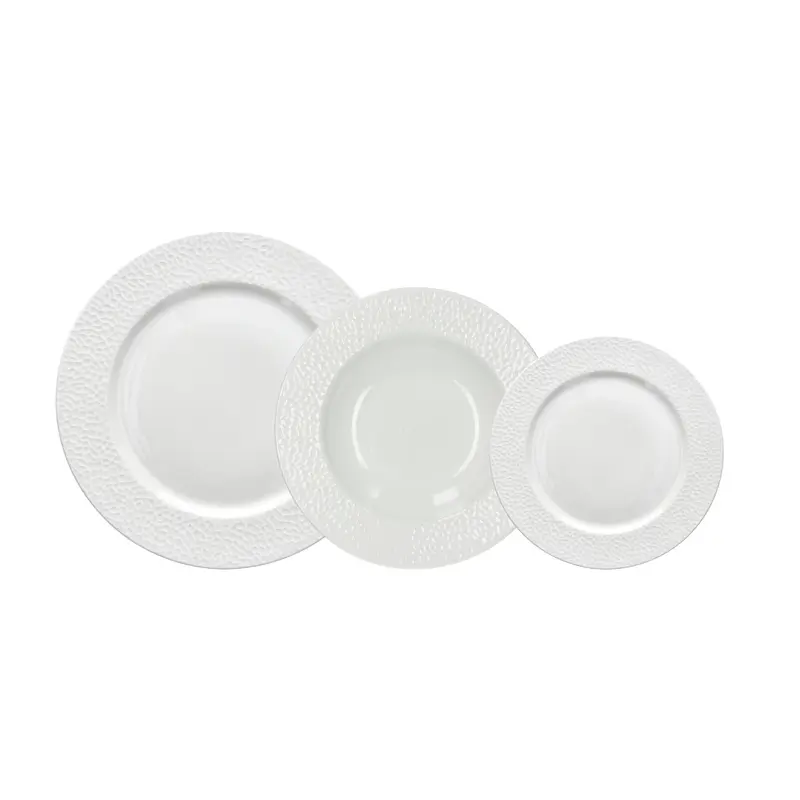 VAJILLA 18 PIEZAS BLANCA TEXTURA GOLF